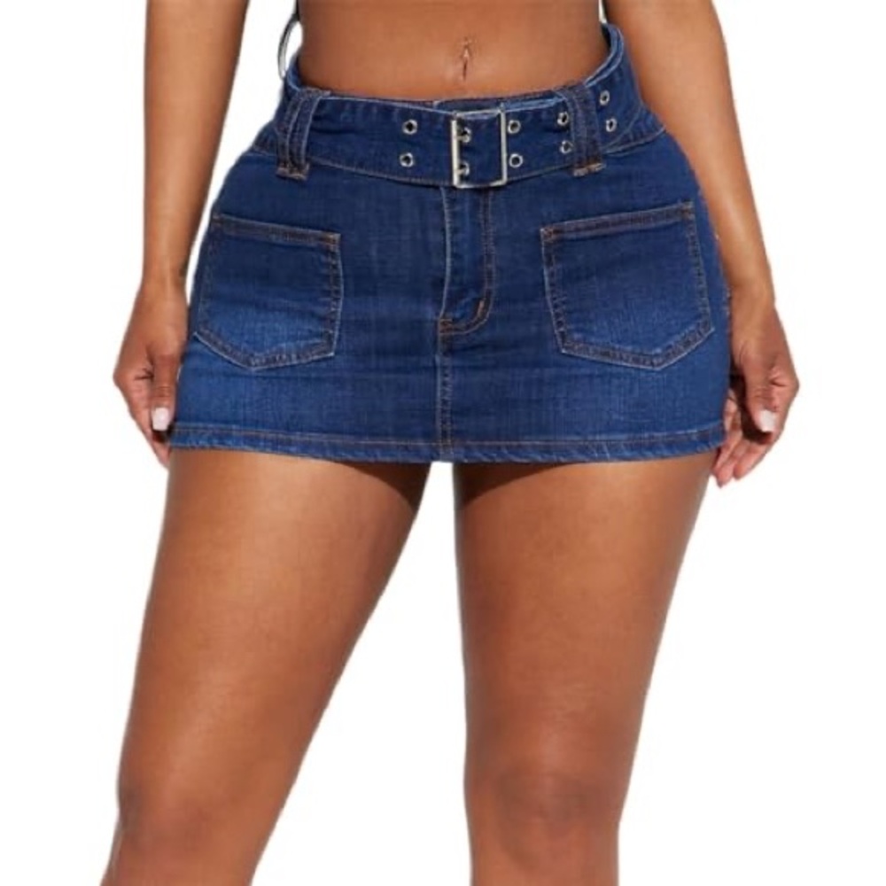 Fashion Nova Denim Mini Skirt with Belt
